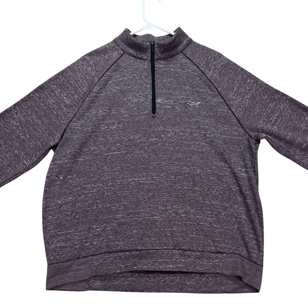 Greg Norman Mens Large 1/4 Zip Pullover Sweater Burgundy Heather Red Golf